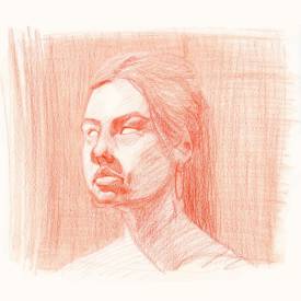 Life drawing portrait study | Polychromos pencil on paper | 24/10/2022