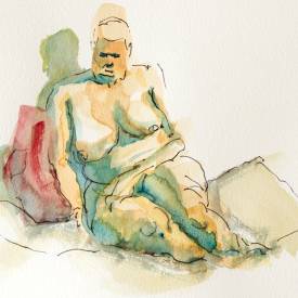 Life drawing study | Pen and watercolor on paper | 18/09/2023